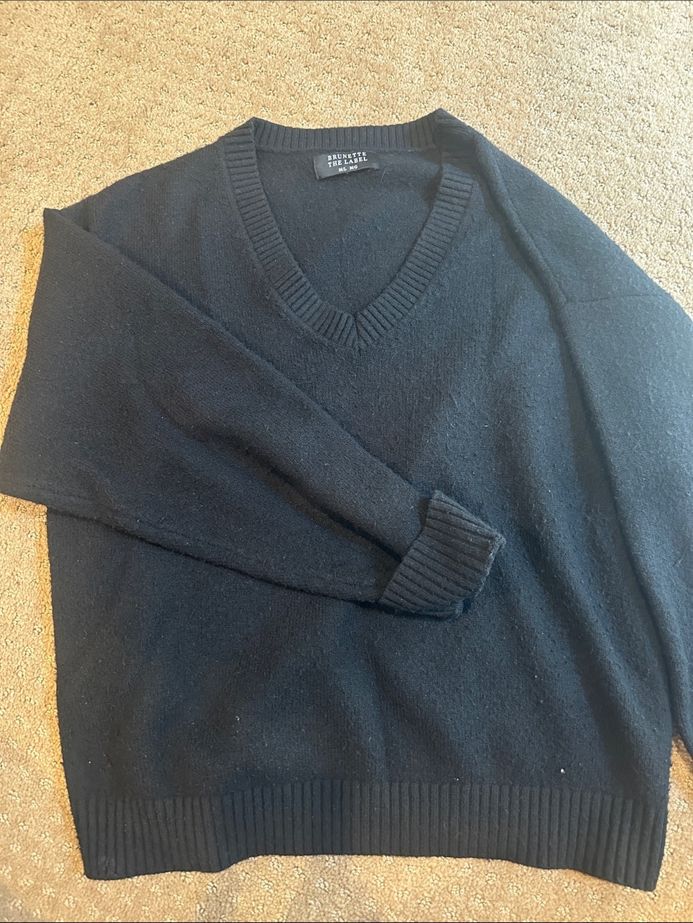 Brunette The Label Men's Black V-Neck Knit Sweater